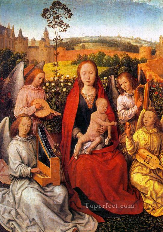 聖母子と音楽家天使 1480年 オランダ ハンス・メムリンク油絵